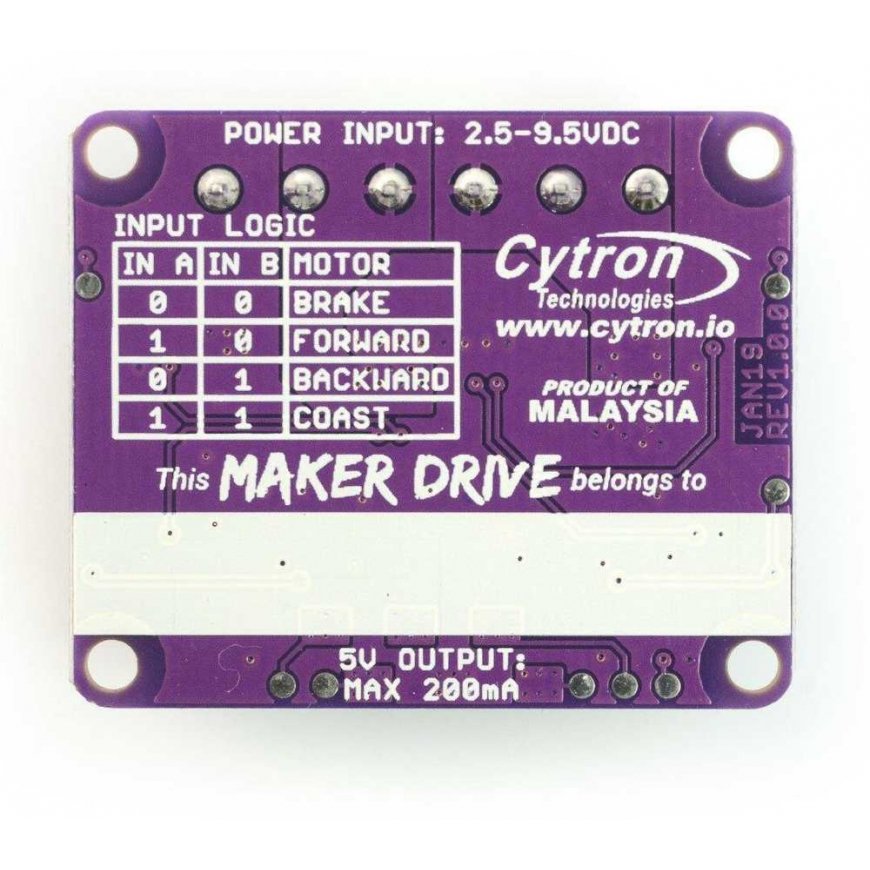 Cytron Maker Drive MX1508 - dual channel motor controller 9.5V/1A – 3