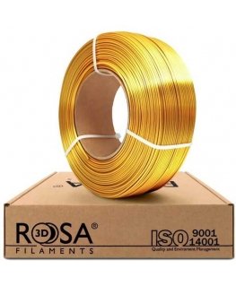 3D plastikas PLA auksinė blizgi (silk Gold) 1.75mm 1kg refill pakuotė Rosa3D
