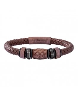 Police Men's Leather Bracelet Longford Copper PJ26458BLC-02