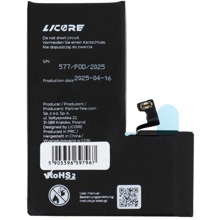 LICORE battery designed for iPhone 15 Pro, 3274 mAh – 2