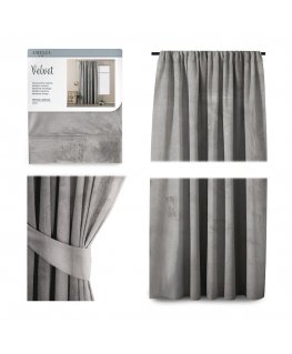 Öö kardina AmeliaHome VELVET 140X245 cm, 1 tk, riba/konksud, värv: hõbedane