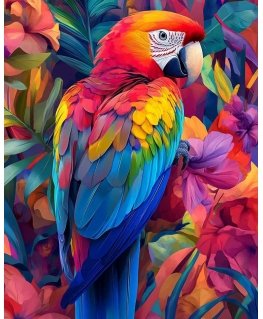 Beldizart Deimantu glezna ar rāmīti "Spilgtā papagailis" 40x50 cm DP421