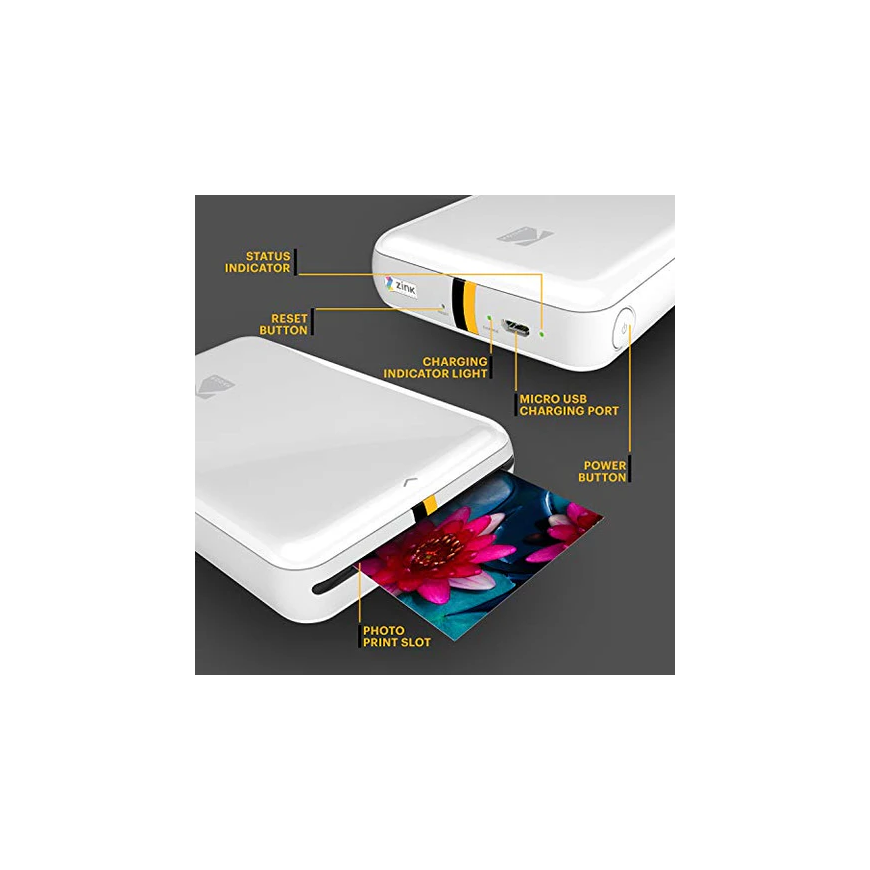 Kodak STEP Instant Mobile Photo Printer Color ZINK 2x3'' 1 ppm, Bluetooth, White – 2