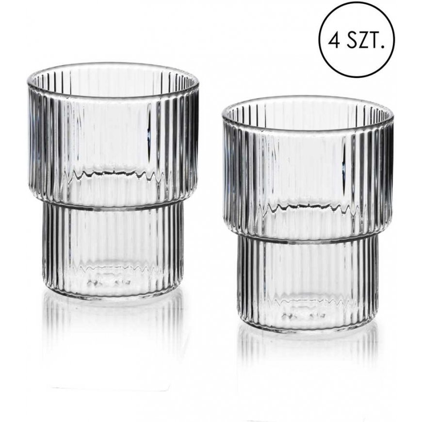 Lumarko Mondex ELLA STRIPES 4 klaasi komplekt, valmistatud borosilikaatklaasist, 320 ml, 8x7x9,7 cm