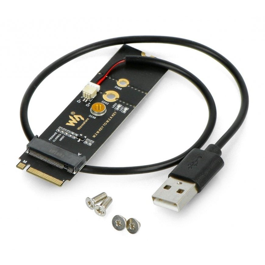 M.2 avain M - A avain -sovitin USB-muunnoksella - PCIe-laitteille - Waveshare 20315