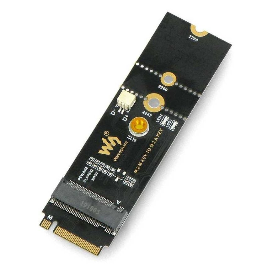 M.2 key M to A key adapter with USB conversion - for PCIe devices - Waveshare 20315 – 2