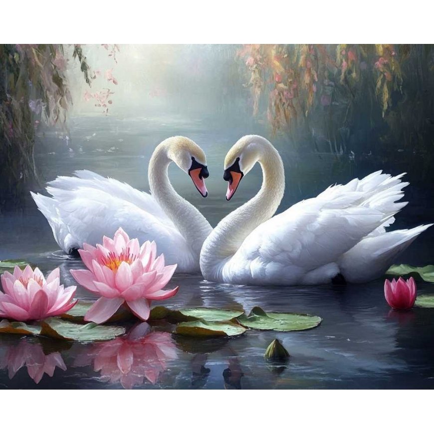 Beldizart Deimantinis painting with frame "Swans' Fidelity" 40x50 cm DP423 – 2