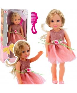 Lean Toys Lėlė Lala rožinėje suknelėje su šukuosena