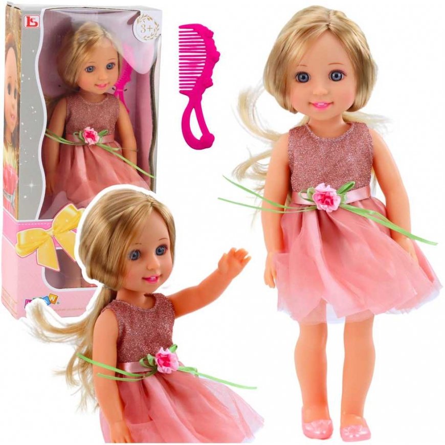 Lean Toys Nukk Lala roosas kleidis koos soenguga