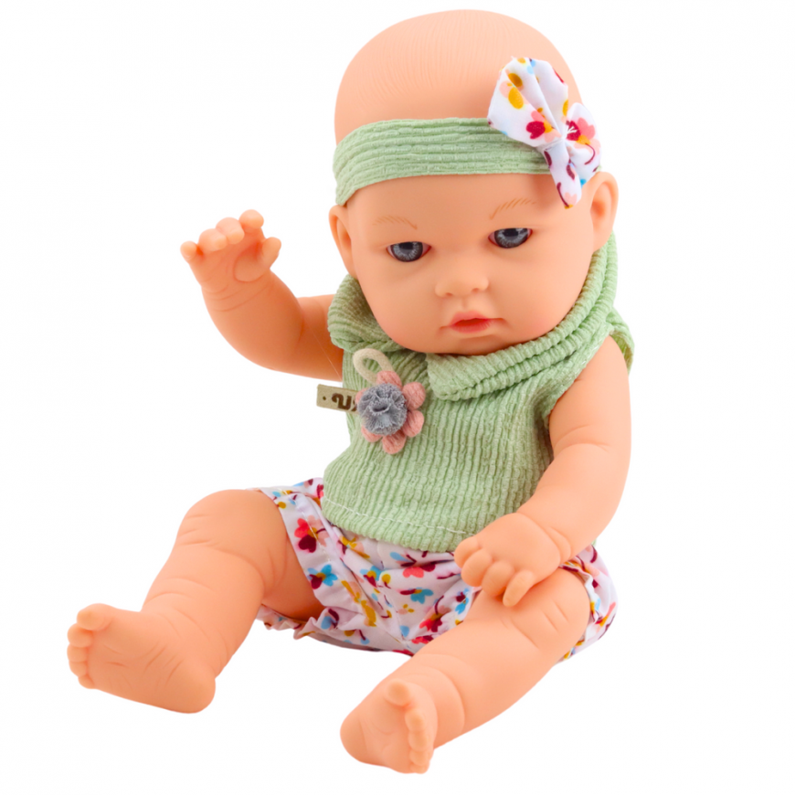 Lean Toys Green Floral Dress with Headband and Bow 'Baby Doll' – 3