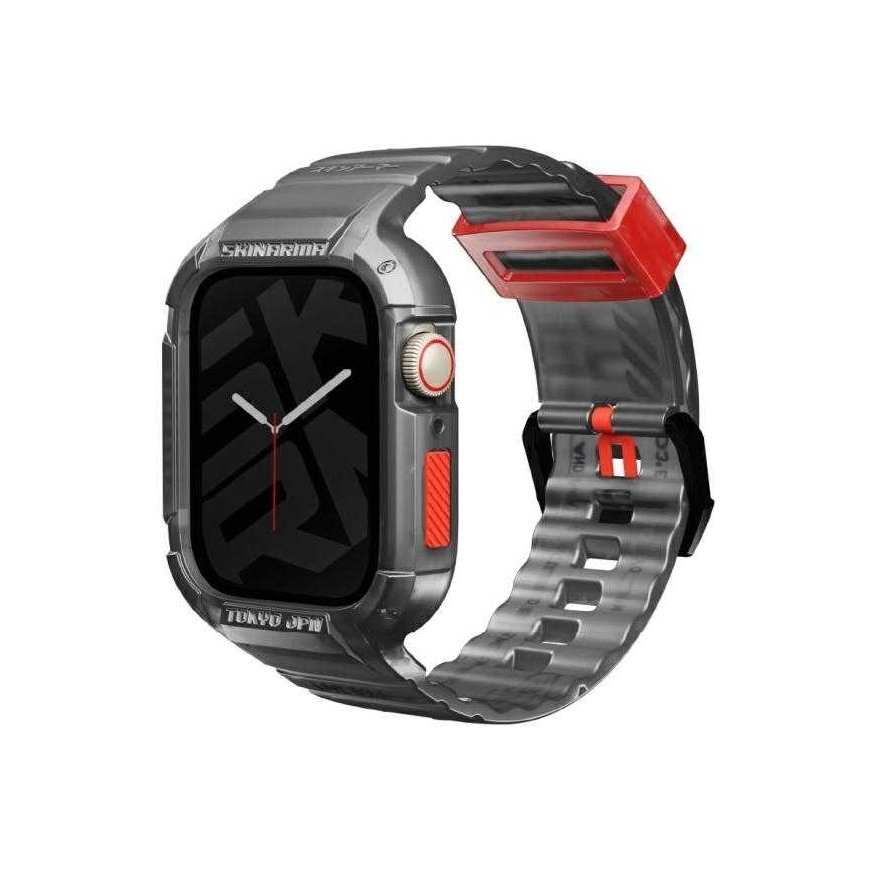 Ādas apyrankes + vāciņš Saido 2in1 Apple Watch 45/44mm pelēkā krāsā – 2