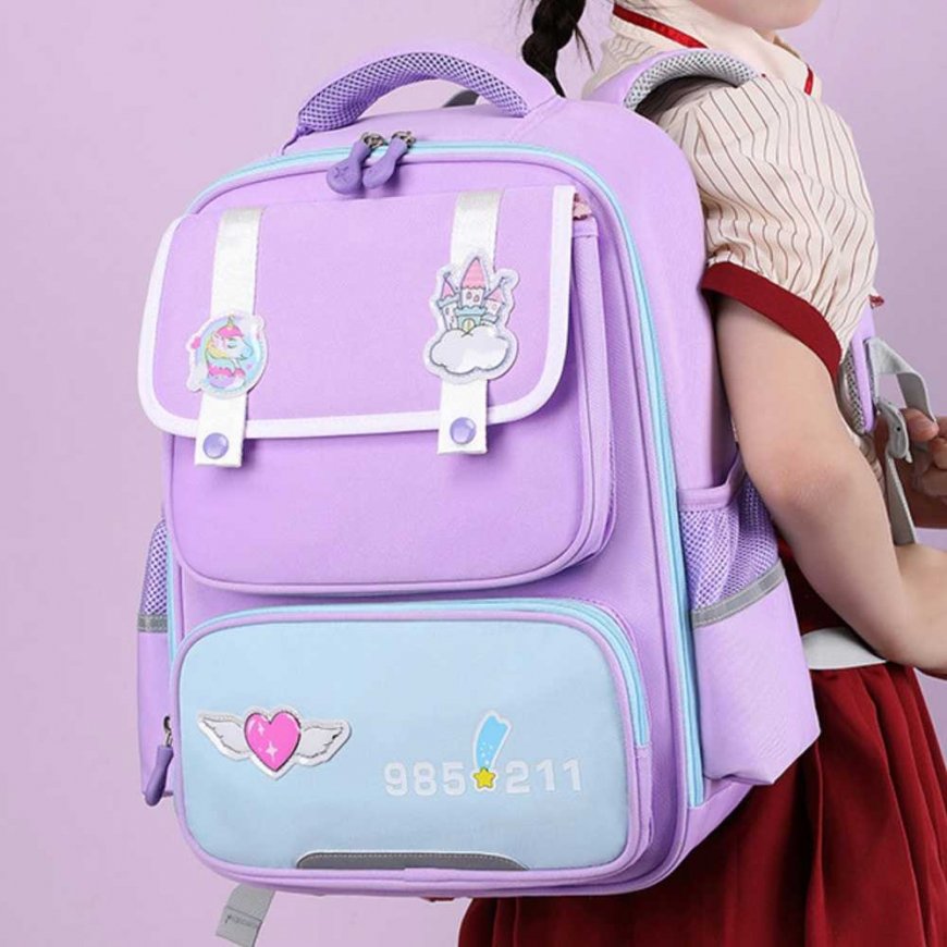 Lean School backpack with patches on the chest strap, purple, 16 l – 3