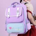 Lean School backpack with patches on the chest strap, purple, 16 l