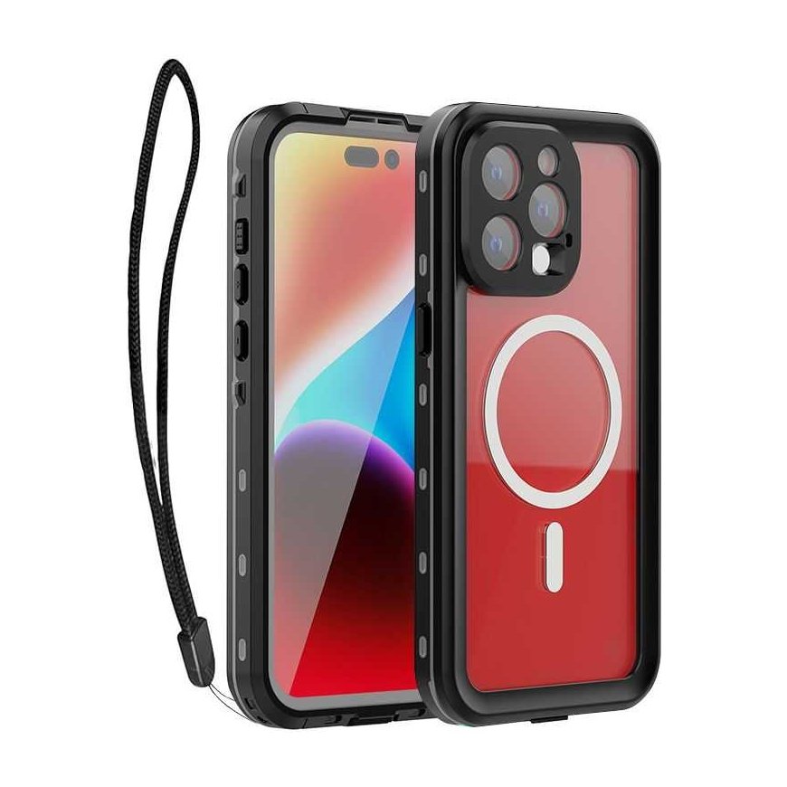 Oem Atsparus vandeniui dėklas SHELLBOX DOT suderinamas su MagSafe iPhone 15 Pro Max juodas – 3