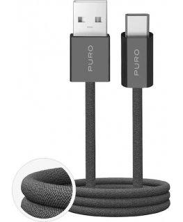 Puro Fabrik 2.0 10W USB-A - USB-C Оплетенный Кабель 1.5м - Темно-зеленый