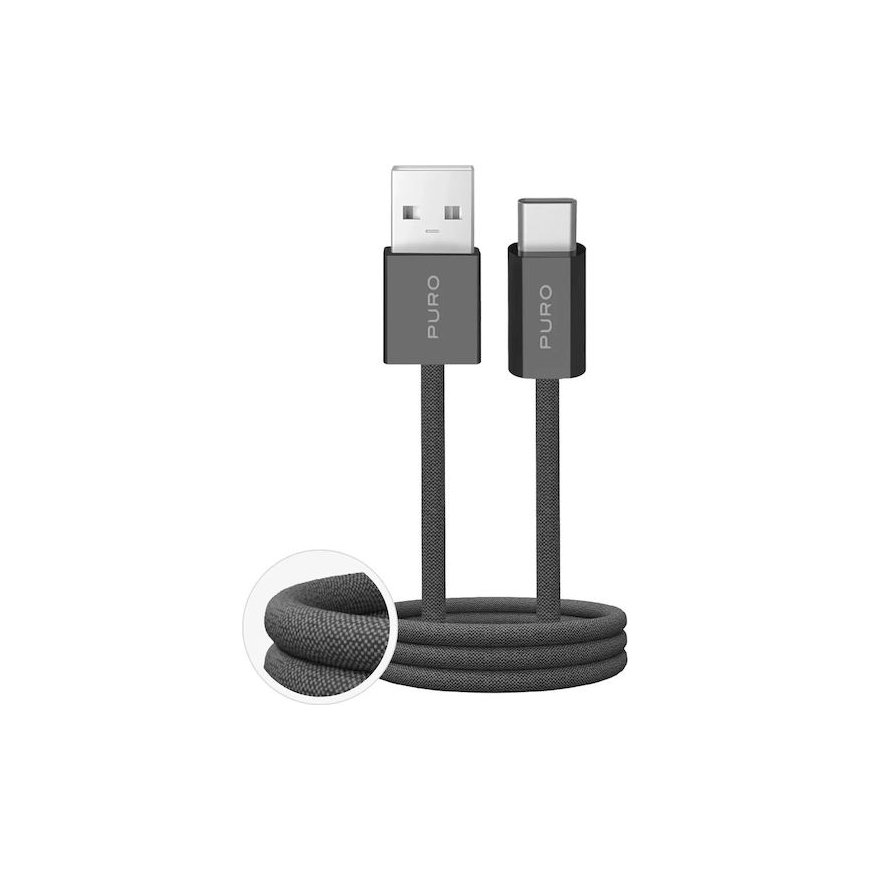Puro Fabrik 2.0 10W USB-A - USB-C Оплетенный Кабель 1.5м - Темно-зеленый