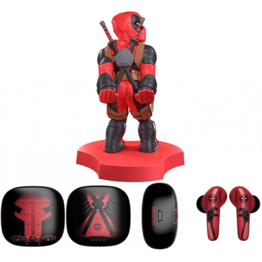 Išskirtinės žaidimų Marvel Deadpool belaidės ausinės ir mini kabelių vaikinas