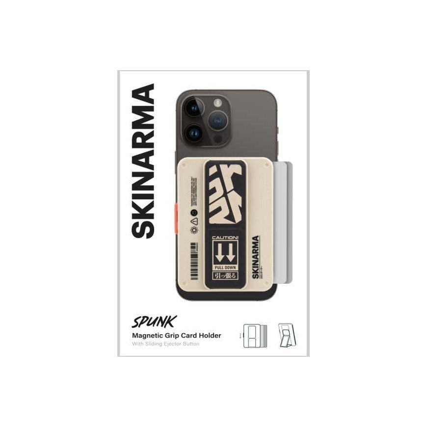 MagSafe case pocket Skinarma Mirage Spunk Wallet Magnetic Grip Stand ivory – 4