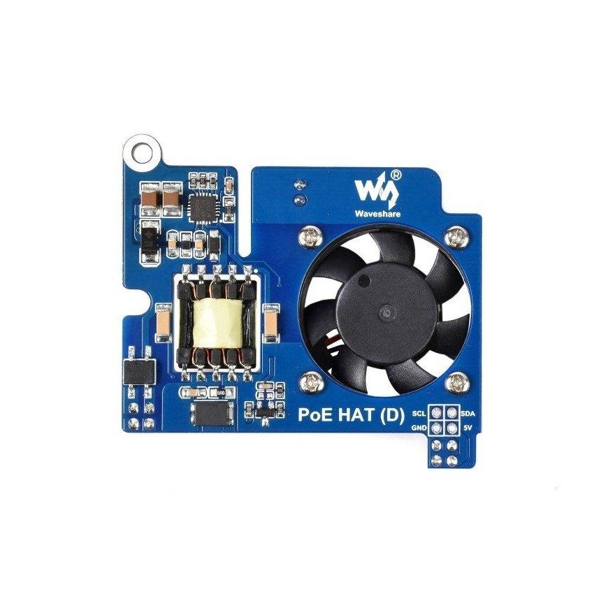 Power over Ethernet HAT (D), PoE and 802.3af network power extension, Raspberry Pi 3B+/4B, Waveshare 19532 – 3
