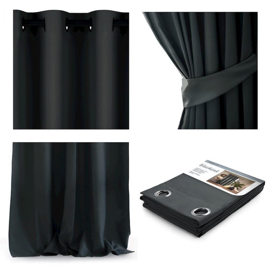 Nakts aizkars ar gredzeniem AmeliaHome BLACKOUT 140X270 cm, 1 gab., krāsa: grafīts – 2