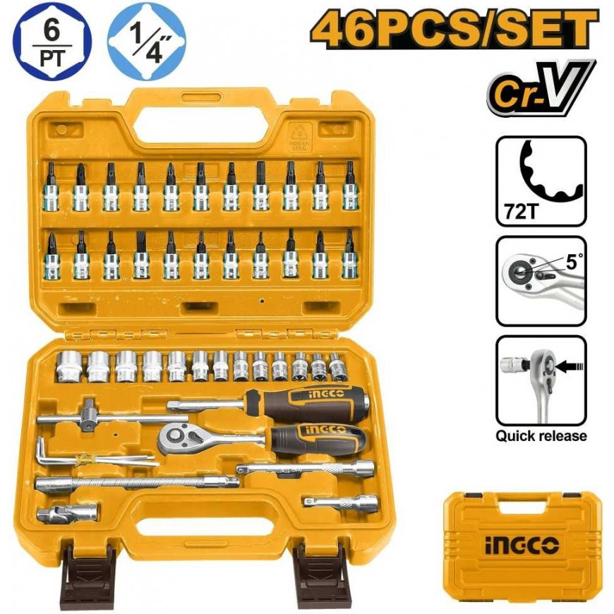 Orkaitė Ingco HKTS14462 varraste komplekt 46tk 1/4" – 2