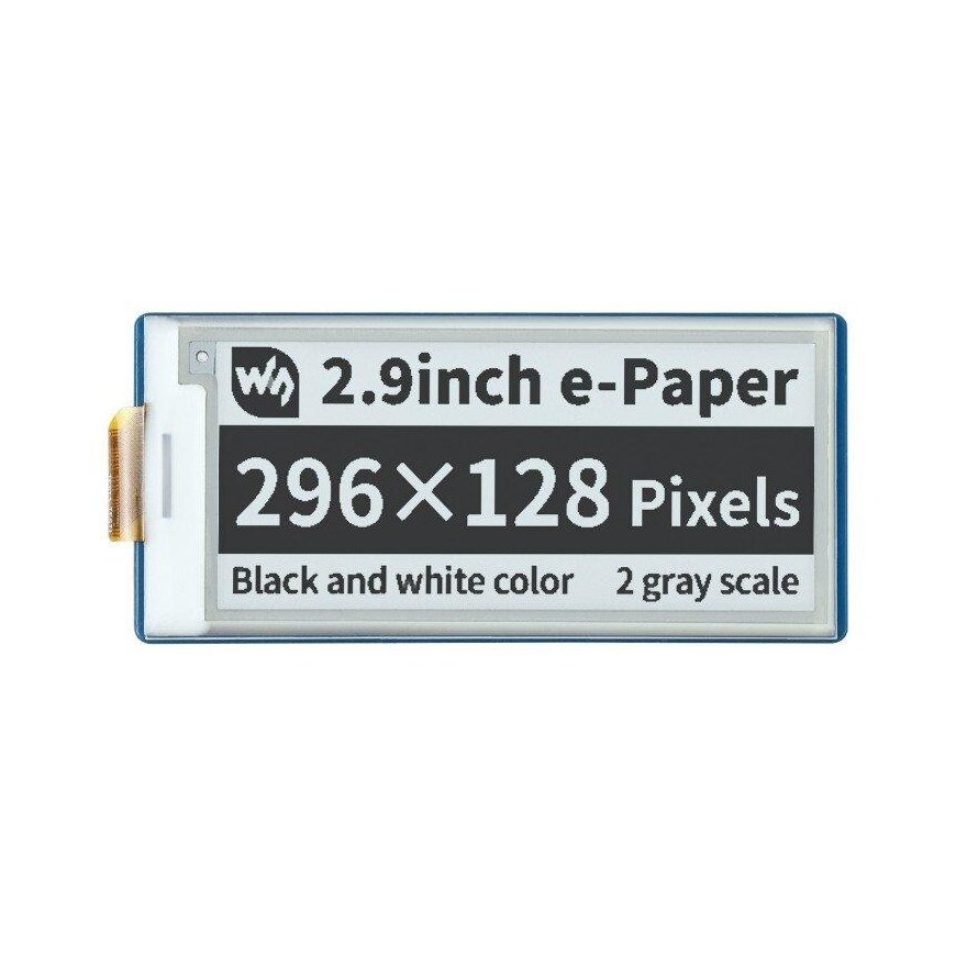 E-paper E-Ink, 2.9" 296x128px, SPI, black and white, designed for Raspberry Pi Pico, Waveshare 19408