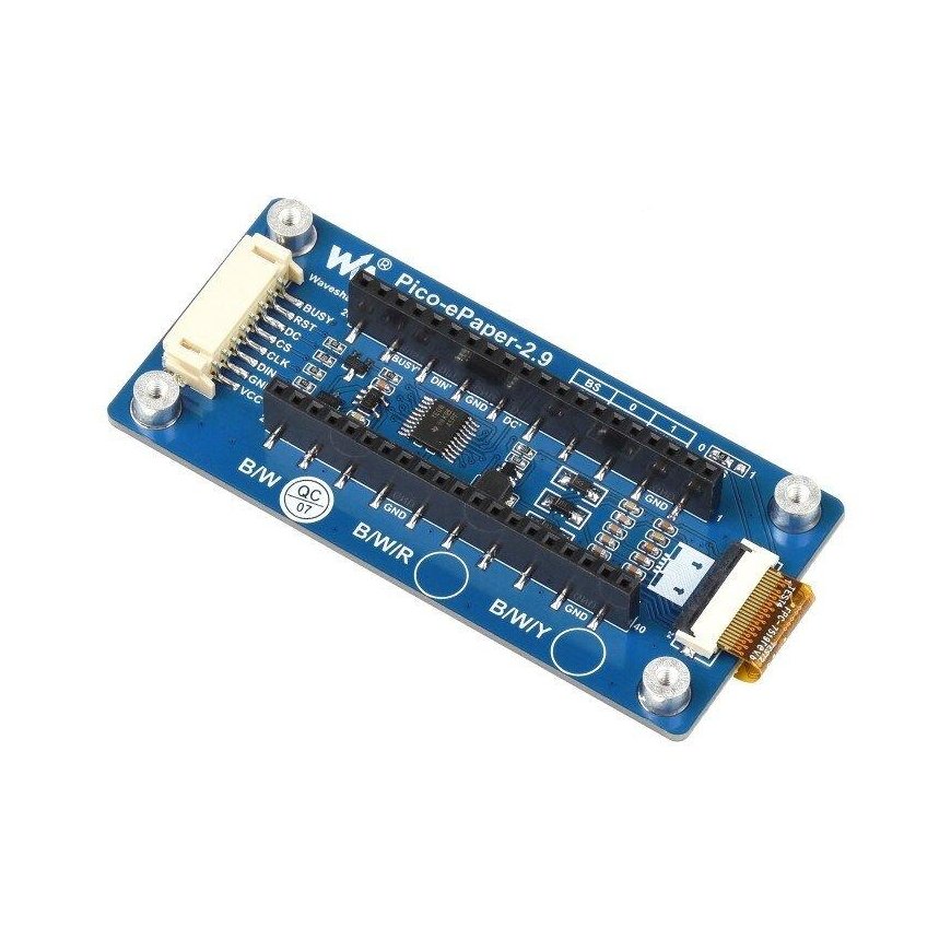 E-papīrs E-Ink, 2.9" 296x128px, SPI, melns un balts, paredzēts Raspberry Pi Pico, Waveshare 19408 – 4