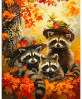 Beldizart Deimantinen maalaus kehikolla "Meškėnų trio" 40x50 cm DP426