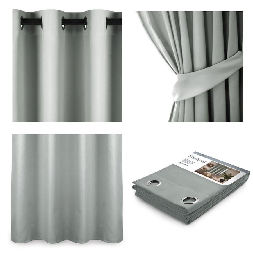 Yöverho renkailla AmeliaHome BLACKOUT 140X245 cm, 1 kpl, väri: hopea – 2