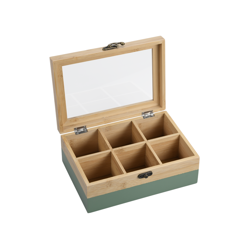 Kesper Bamboo TeeBox su 6 skyreliais, bambukinė, FSC, žalia