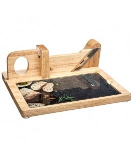 Secret De Gourmet Wooden board with cutting board, multifunctional kitchen accessory with glass plate for serving dishes