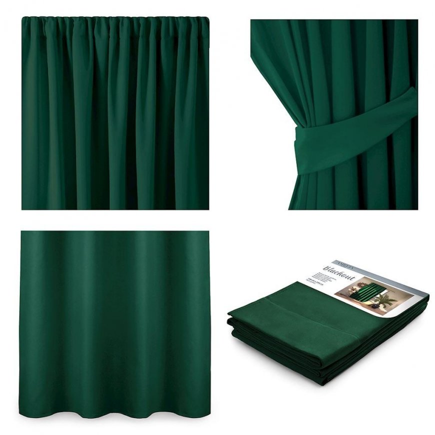 AmeliaHome CURT/AH/BLACKOUT/PLEAT/D.Green/140X245/1PC – 2