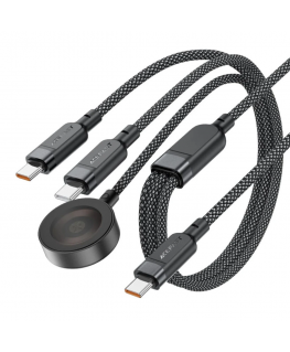 Acefast C6-11 USB-C 3in1 cable - 2x USB-C / Qi 480Mb/s 100W 1.2m - Black color