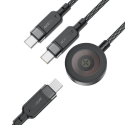 Кабель Acefast C6-11 USB-C 3в1 - 2x USB-C / Qi 480Mb/c 100W 1.2м - Черного цвета Кабель Acefast C6-11 USB-C 3в1 - 2x USB-C / Qi 480Mb/c 100W 1.2м - Черного цвета