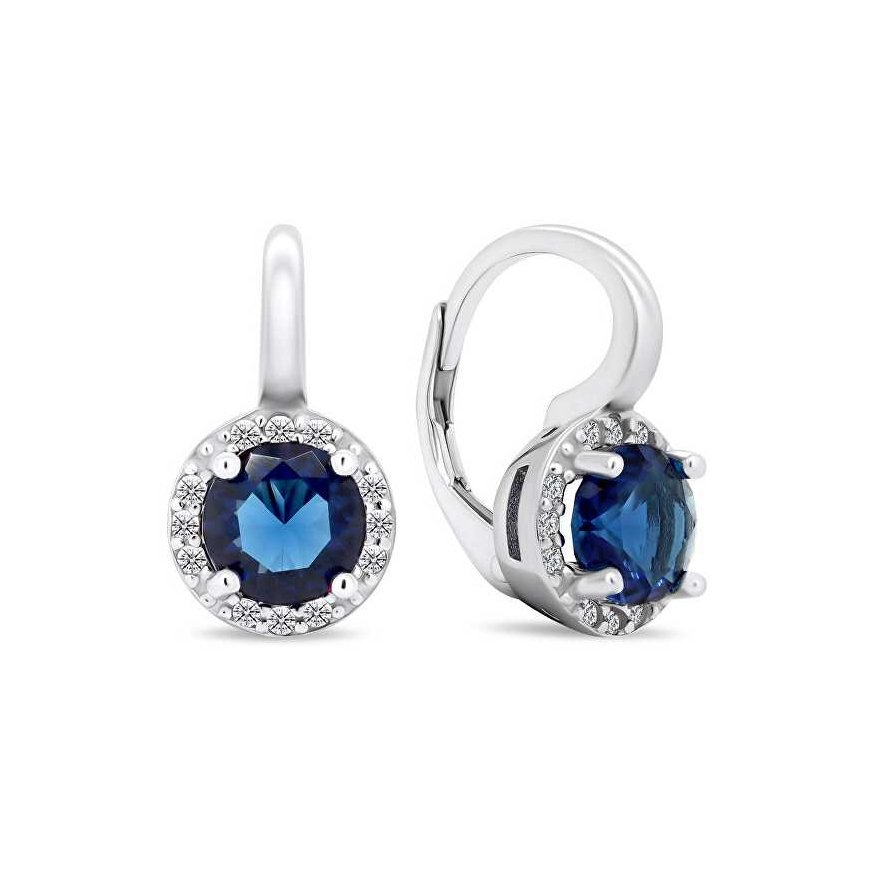 Brilio Silver Unique silver earrings with blue zirconia EA431WB