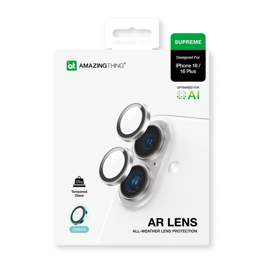 AmazingThing AR Alumiinium 2 objektiivi klaas koos kaameraraamiga iPhone 16 | 16 Plus - Roheline – 4