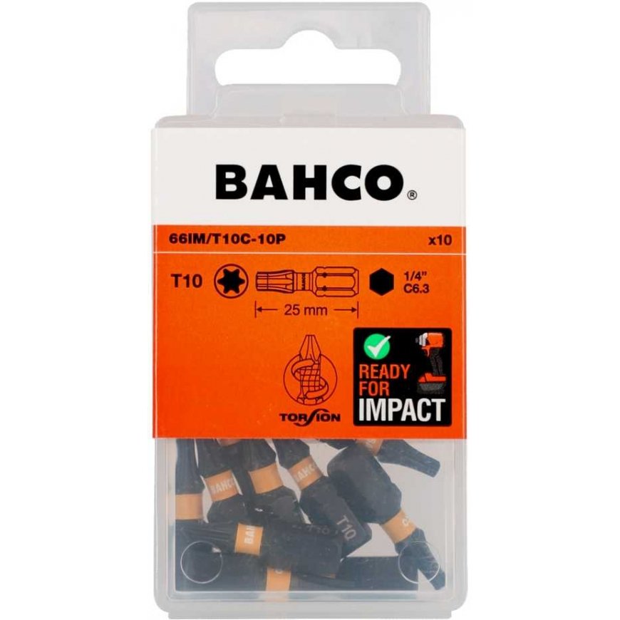 Impact sockets Bahco 66IM T10 25mm, 10 pieces blister