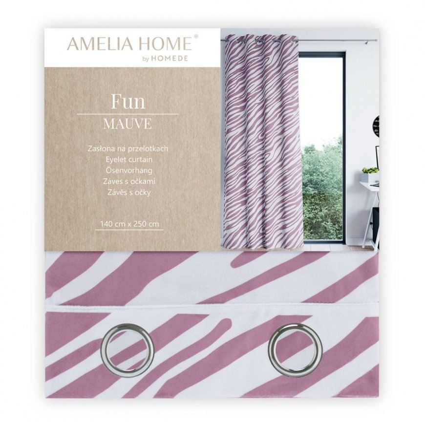 Night curtain AmeliaHome FUN, 140x250 cm, rings, color: white, pink – 5