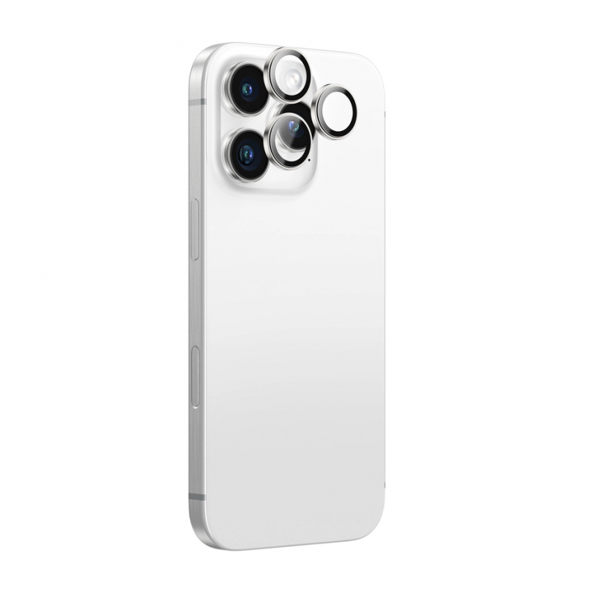 AmazingThing AR alumiinium 3 objektiivi klaas koos kaamera objektiivi raami jaoks iPhone 16 Pro | 16 Pro Max - Hõbedane