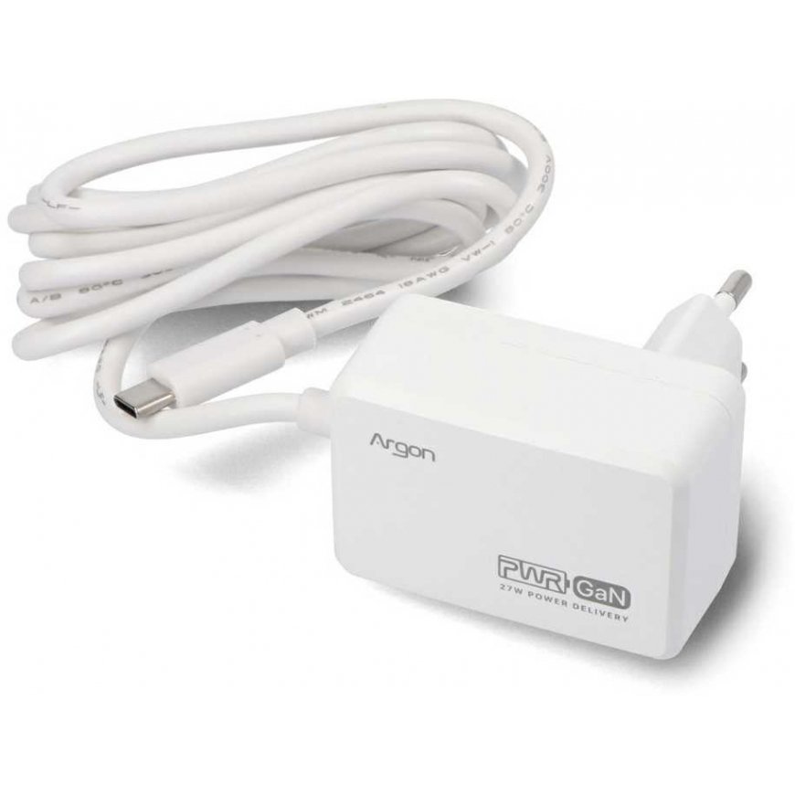 Argon40 27W USB C toiteallikas – 5.1V/5A, mõeldud Raspberry Pi 5 – valge – 2