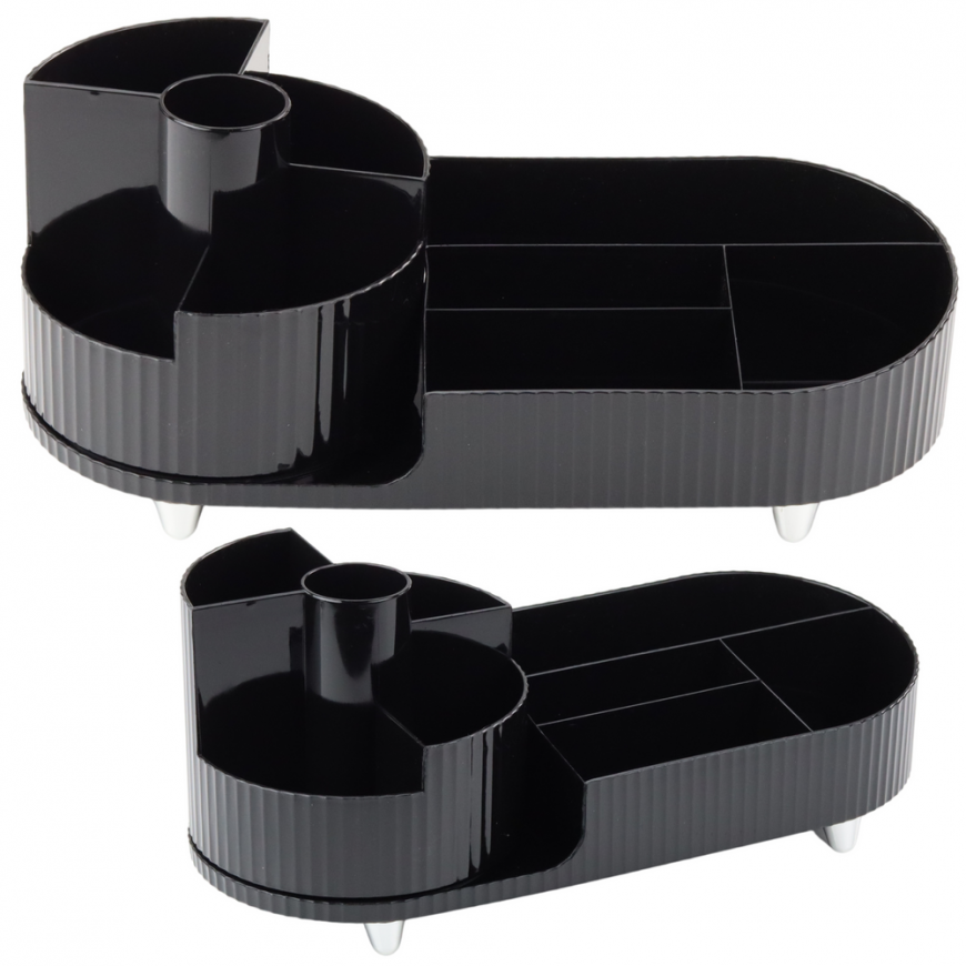 Lean multifunctional organizer for cosmetics table, rotating, spacious, black