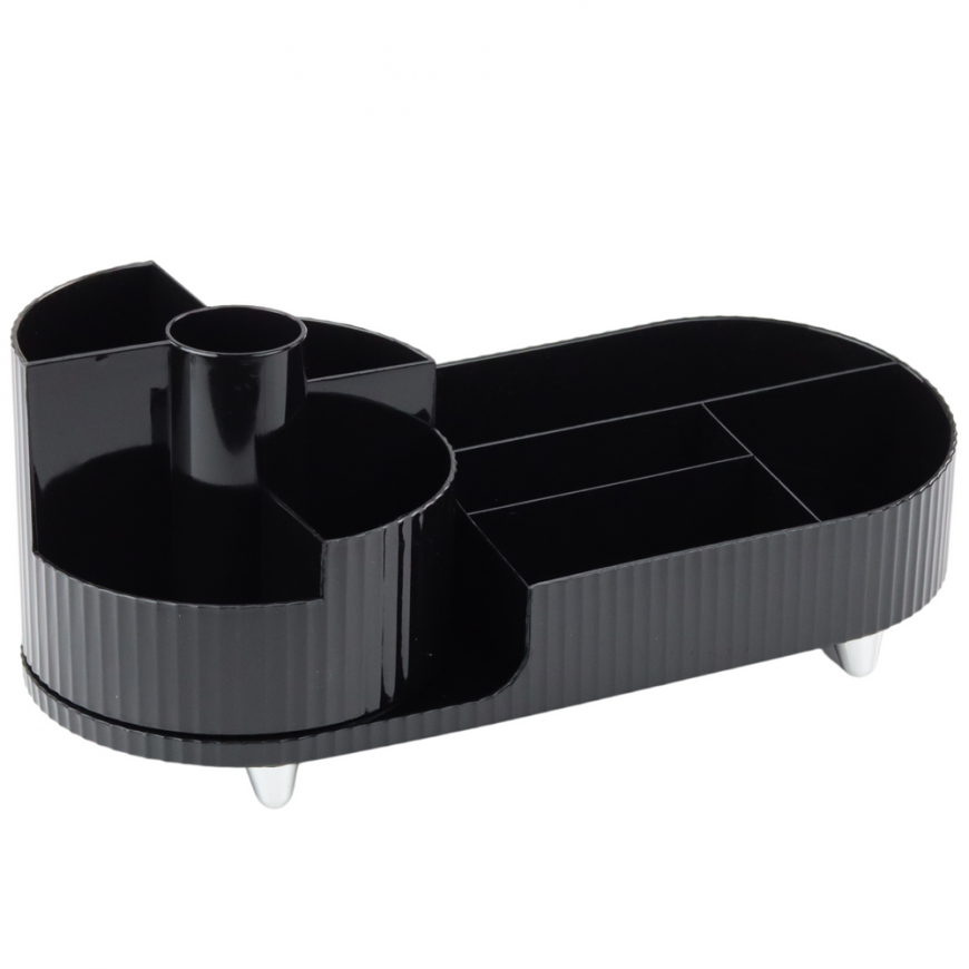 Lean multifunctional organizer for cosmetics table, rotating, spacious, black – 3