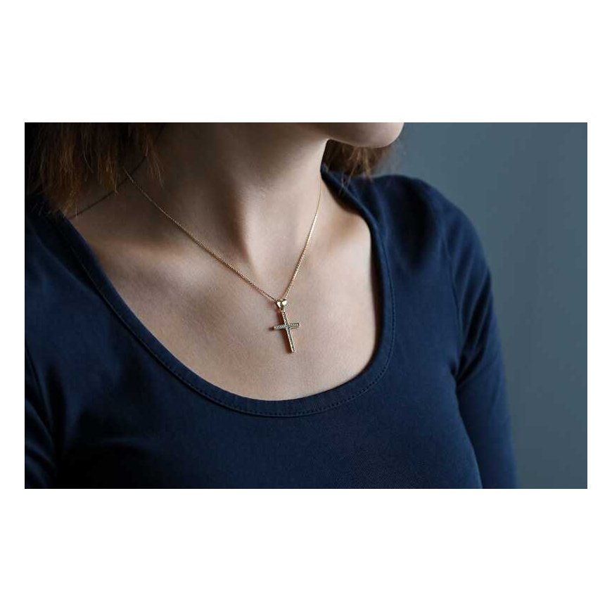 Beneto Paauksots sudraba kulons Krusts AGH592-ZELTS – 2