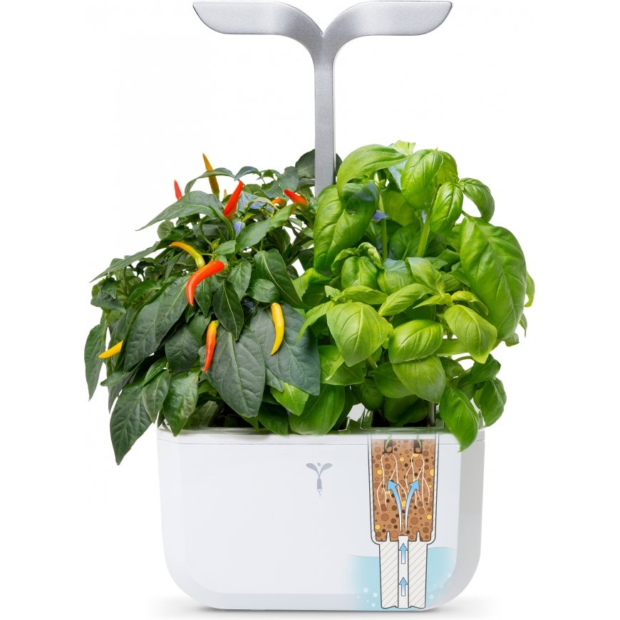 iGET Véritable Exky SMART – automatic flower pot with lighting control, white + 2 herb refills