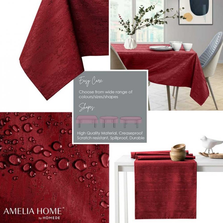 Tablecloth Vesta claret pressed modern 80x80 AmeliaHome – 4