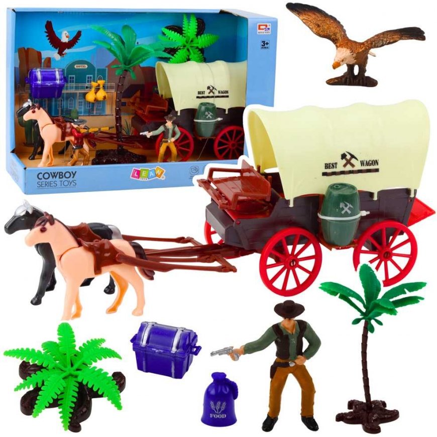 Lean Toys Cowboy Set with Western Wagon and Figures