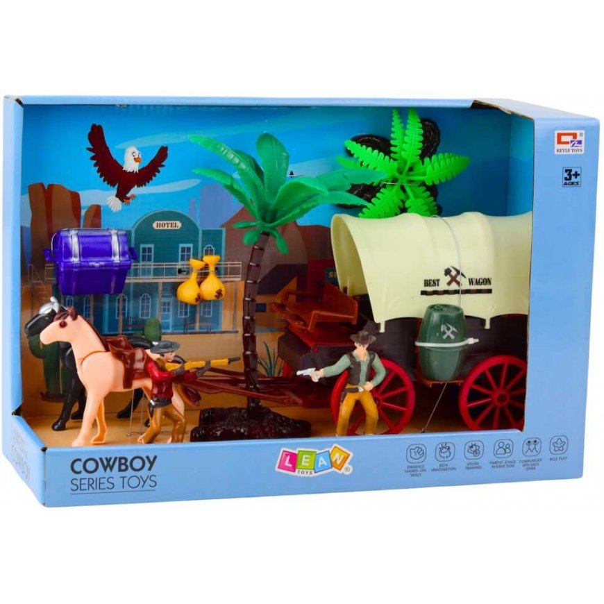 Lean Toys Cowboy Set with Western Wagon and Figures – 5