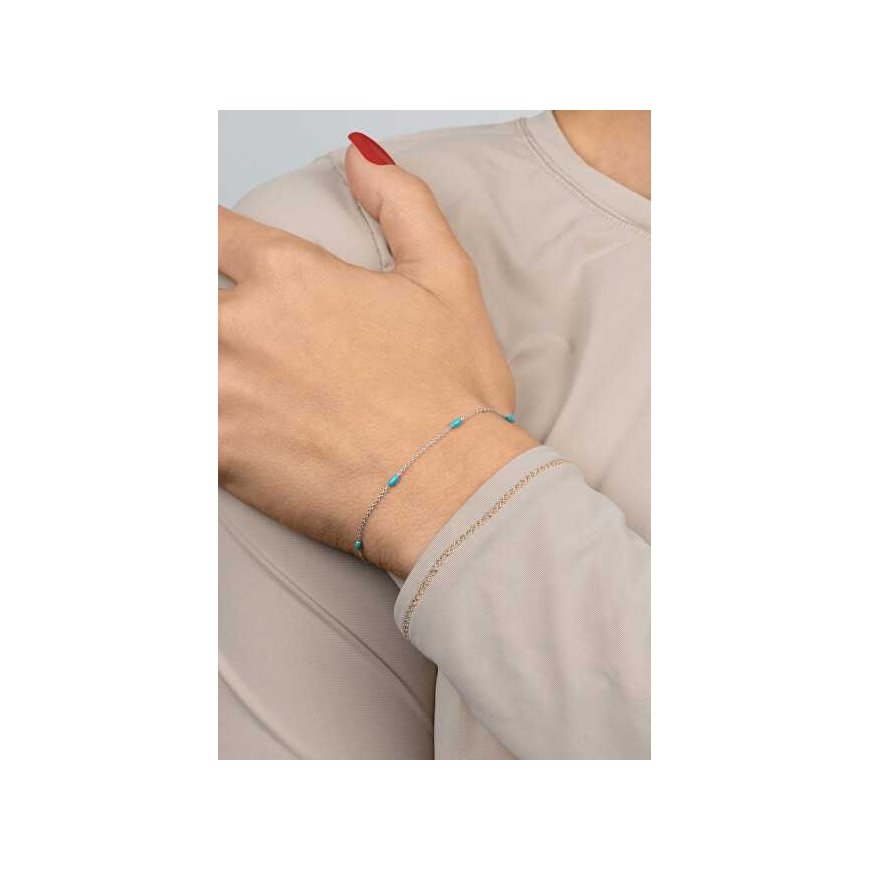 Brilio Silver Silver bracelet with turquoise beads BRC228WTQ – 2