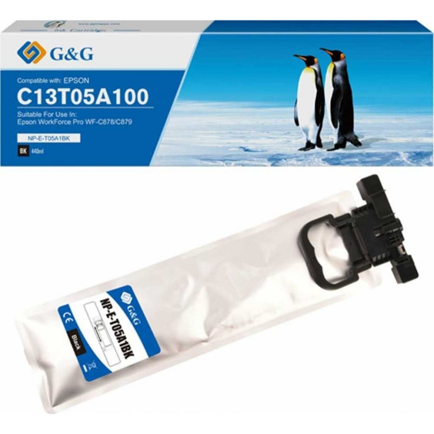 G&G yhteensopiva muste / tinti C13T05A100, NP-E-T05A1BK-A, musta, 20000s – 2