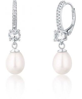 Jwl Luxury Pearls Stunning silver earrings with real pearls and zircons JL0739